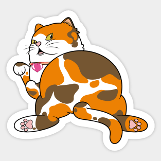 Fat Maneki Neko Calico Cat Sticker